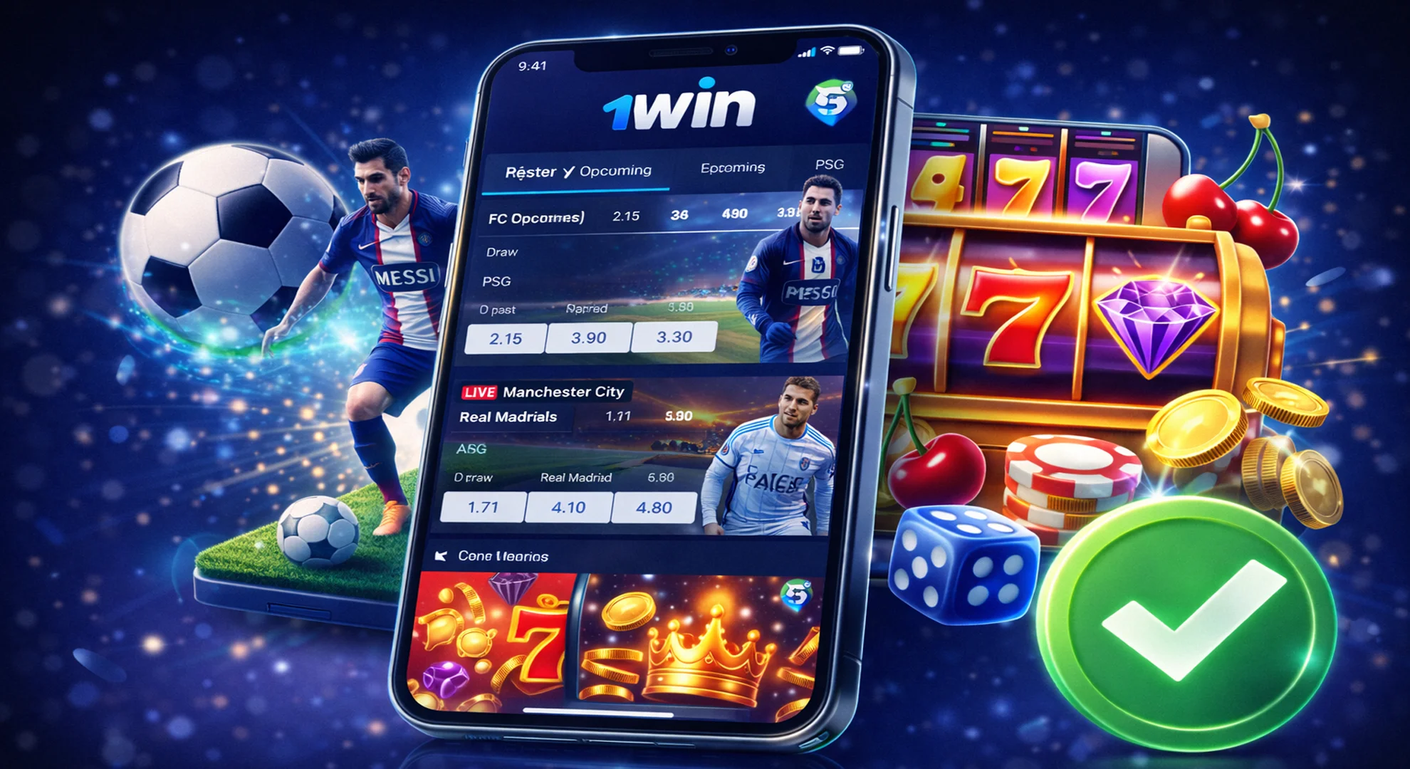 Apuestas y juegos en la app de 1win